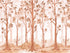 Papel tapiz de bosque de vivero en tonos sepia. Mural de pared con bosque de abedules en acuarela. #6526 