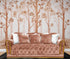 Papel tapiz de bosque de vivero en tonos sepia. Mural de pared con bosque de abedules en acuarela. #6526 