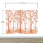 Papel tapiz de bosque de vivero en tonos sepia. Mural de pared con bosque de abedules en acuarela. #6526 