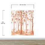 Papel tapiz de bosque de vivero en tonos sepia. Mural de pared con bosque de abedules en acuarela. #6526 