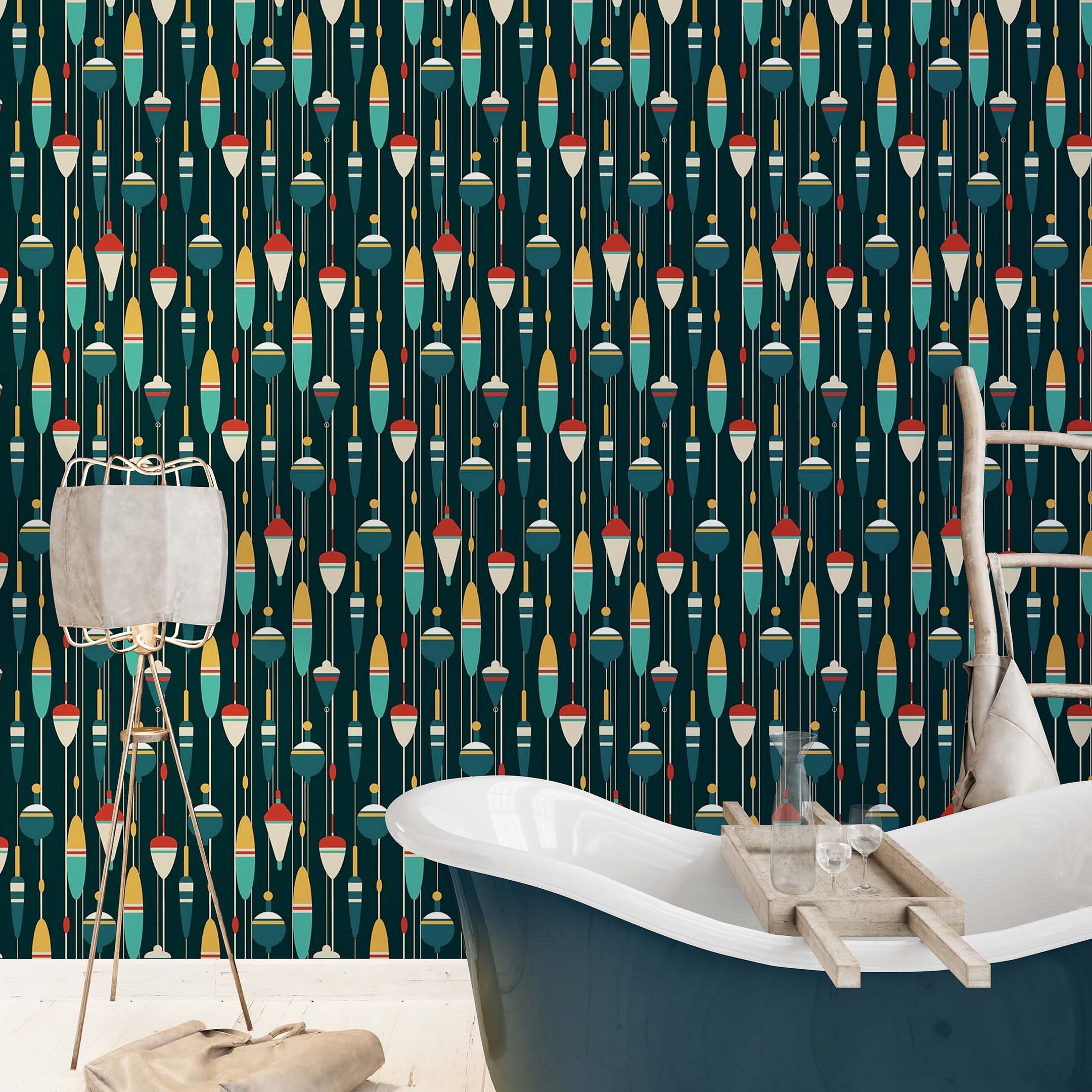 Papel tapiz decorativo de pescador / Mural de pared con temática de mar costero n.° 6534 