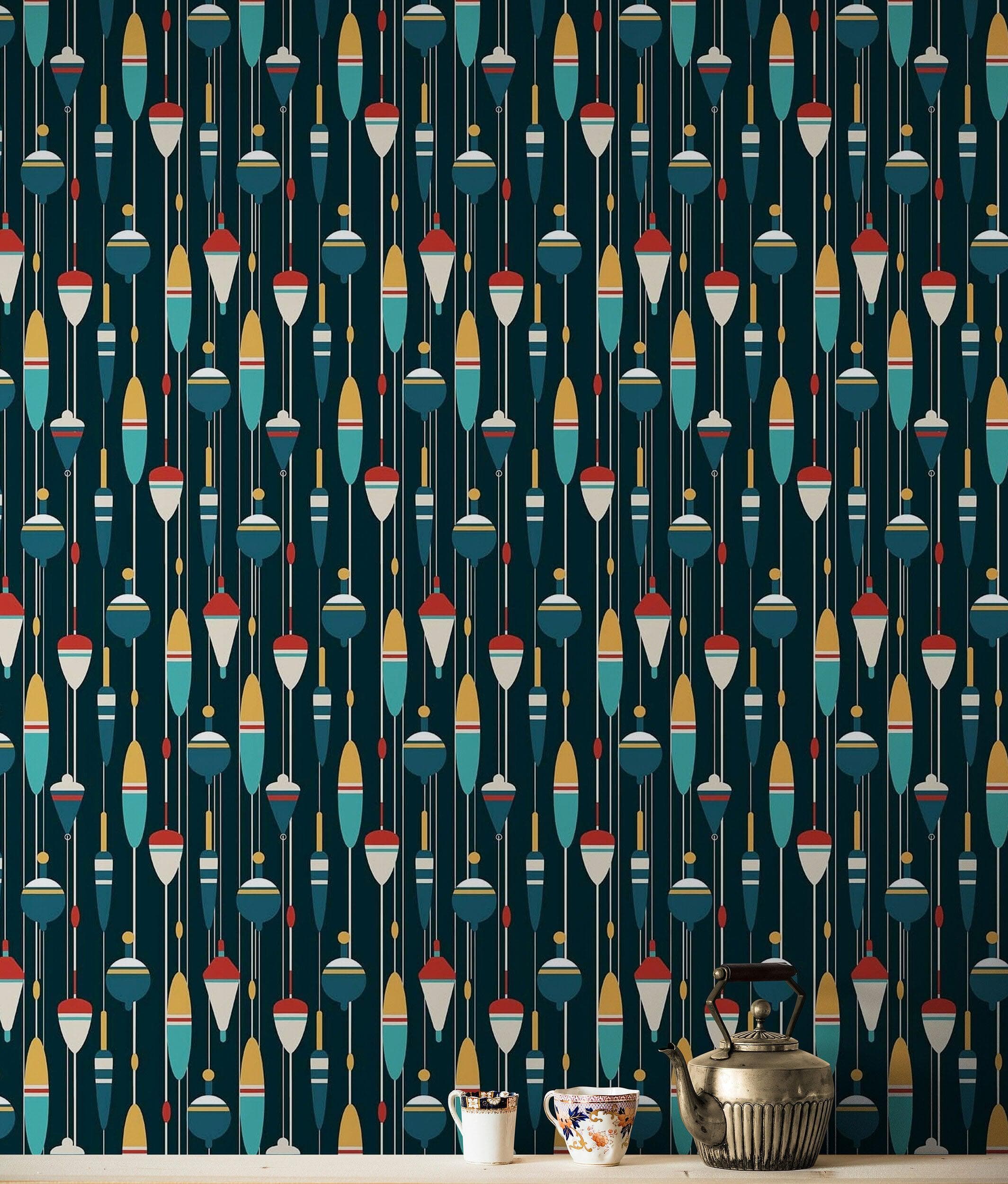 Papel tapiz decorativo de pescador / Mural de pared con temática de mar costero n.° 6534 