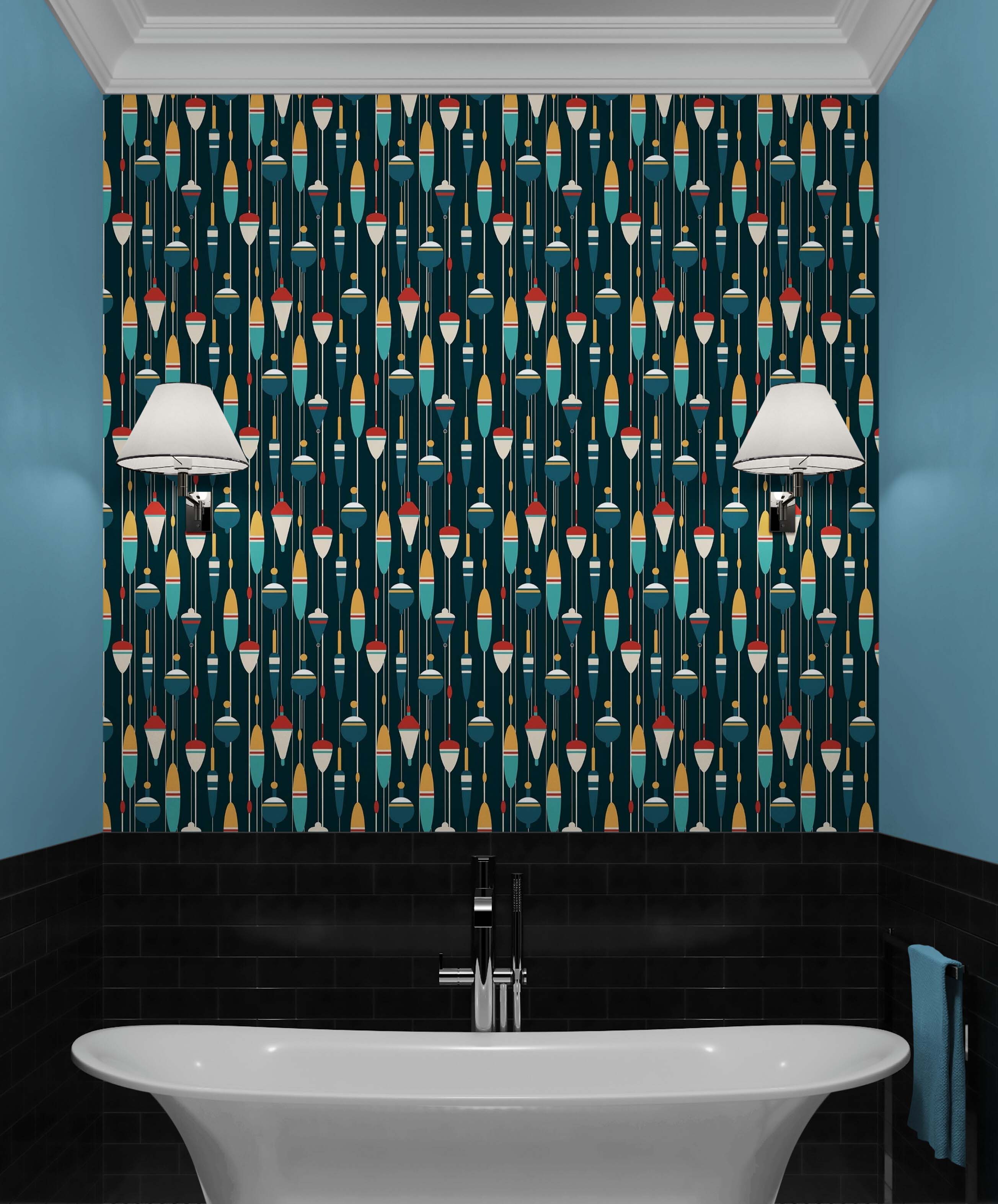 Papel tapiz decorativo de pescador / Mural de pared con temática de mar costero n.° 6534 