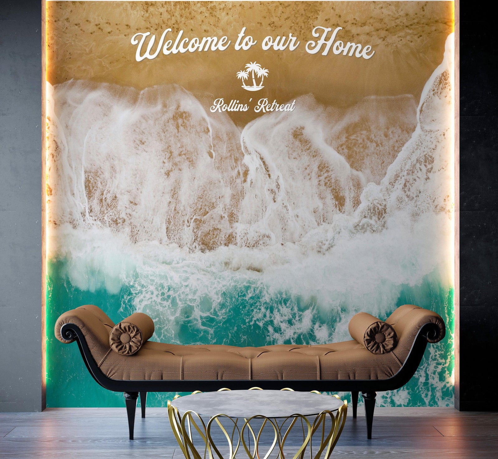 Custom Beach House Wallpaper Peel and Stick Mural. Personalized Text / Quote Family Beach Wall Art. #6592