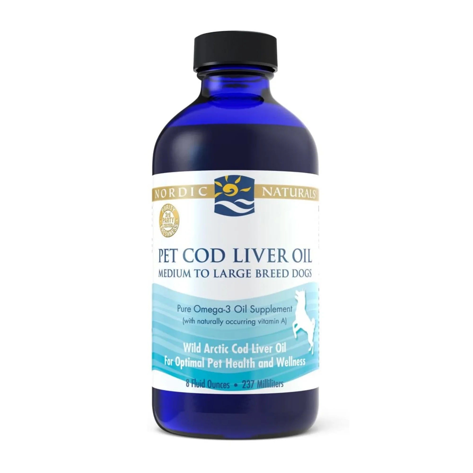 Aceite de hígado de bacalao para perros medianos Nordic Naturals Pet, 225 ml - Suplemento de omega-3
