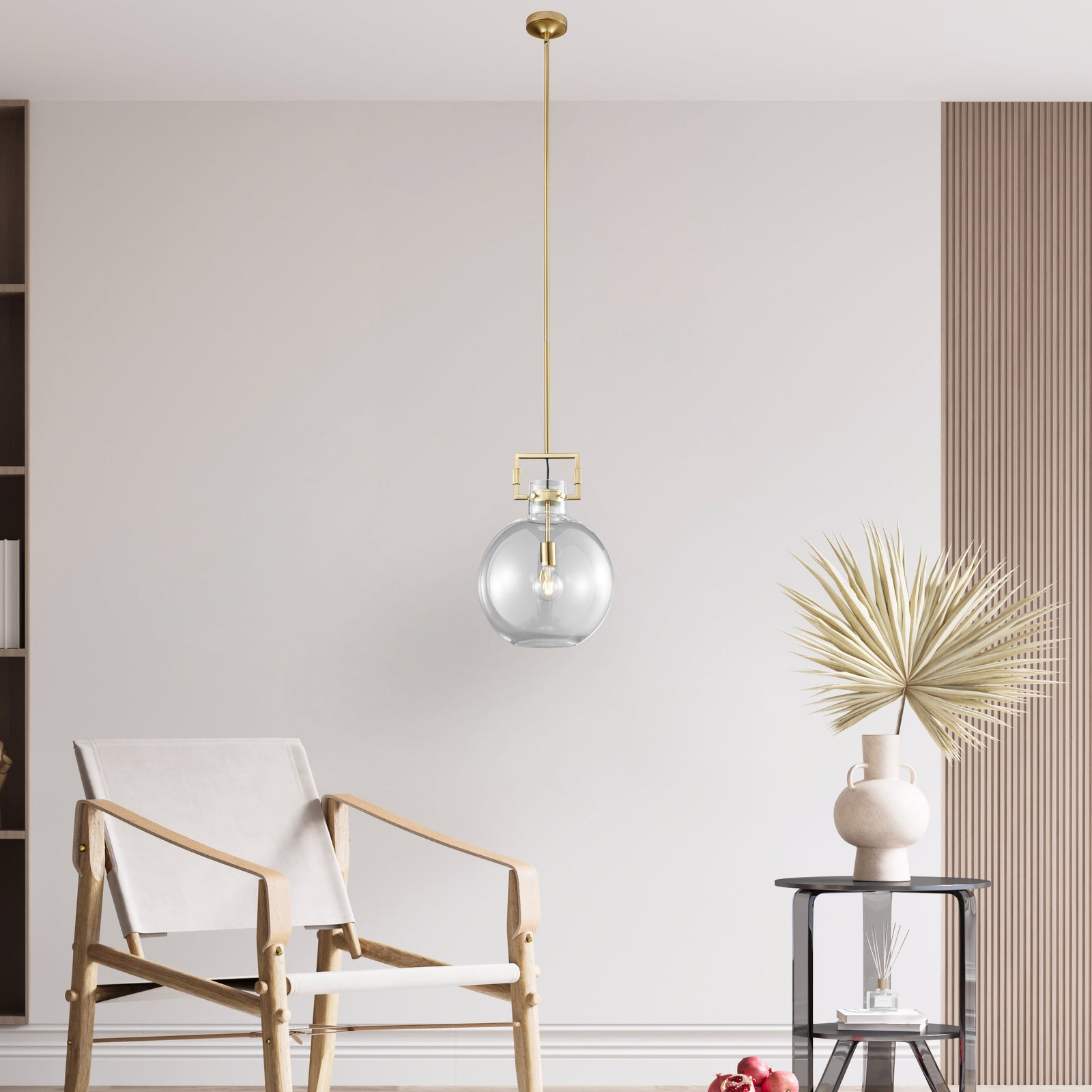 Lámpara colgante LED Atlas 1 // Cristal y oro
