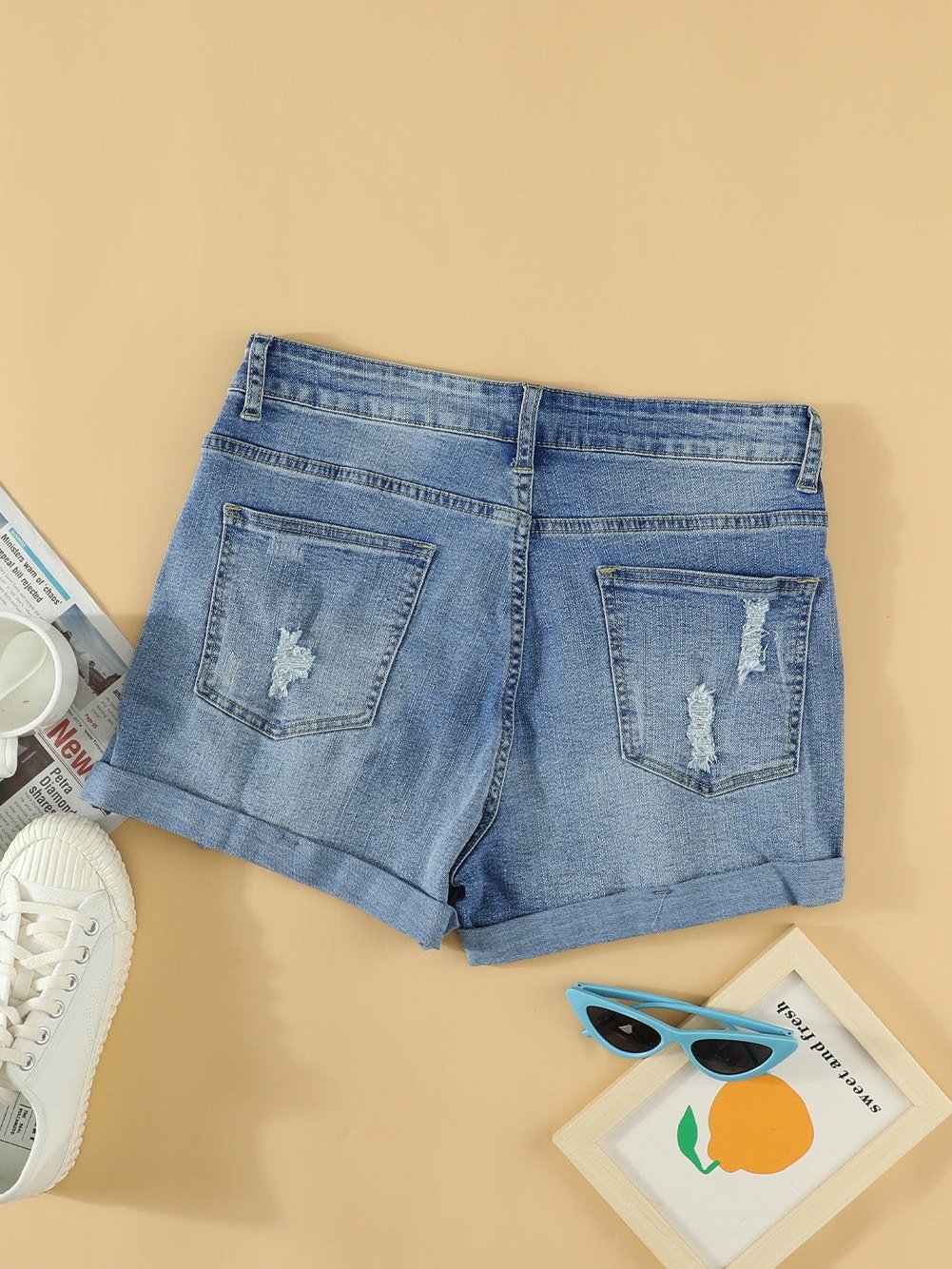 Patriotic Distressed Denim Shorts