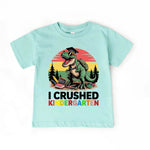 I Crushed Kindergarten T-Rex Dinosaur Graduation T-Shirt for Kids