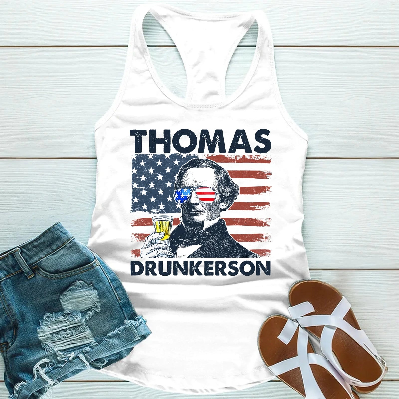 Thomas Drunkerson Unisex Tank Top – 4th of July Founding Father Tee