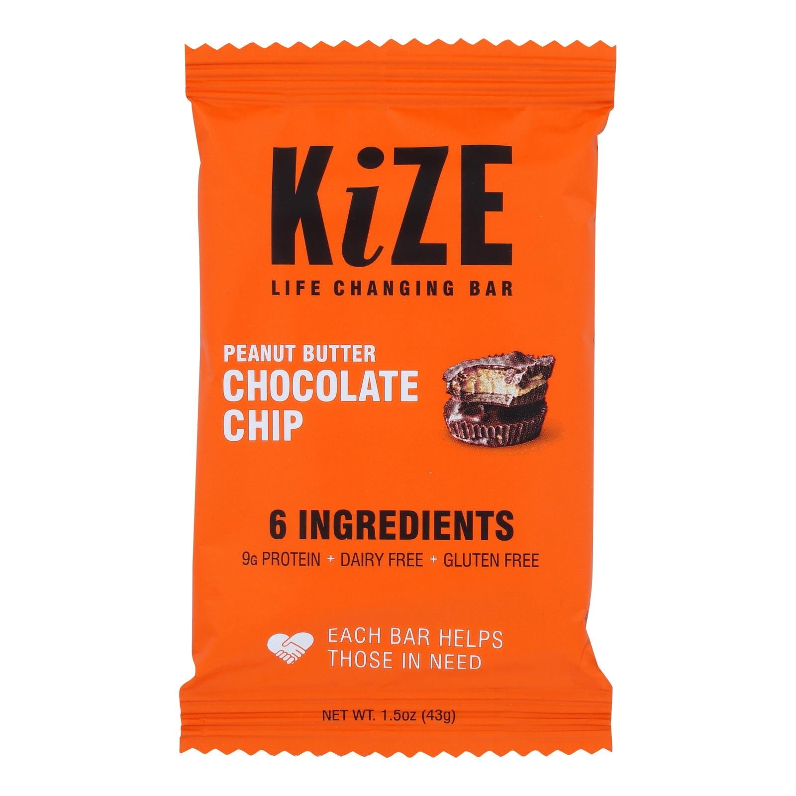 Kize Concepts - Barra energética de mantequilla de cacahuete cruda con chispas de chocolate (paquete de 10, 45 g)