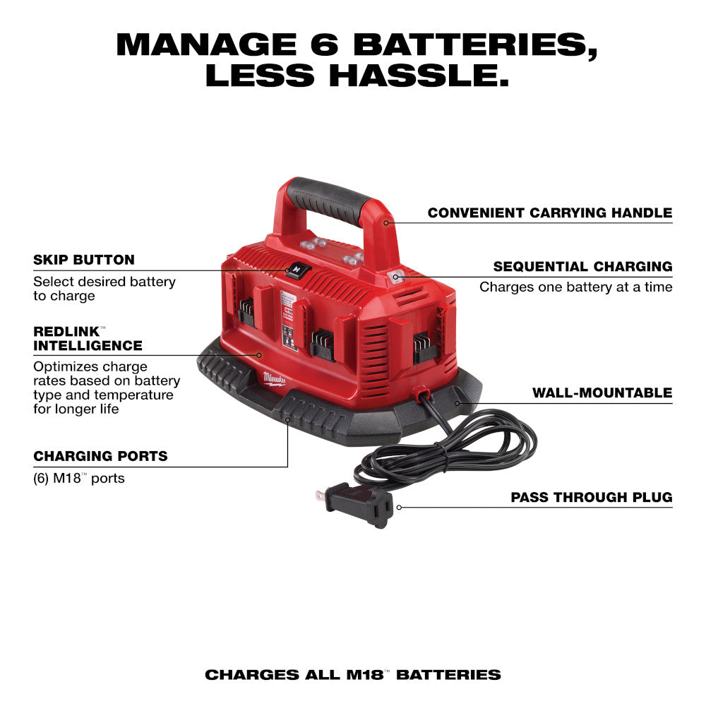 Cargador secuencial de seis baterías Milwaukee 48-59-1806 M18™