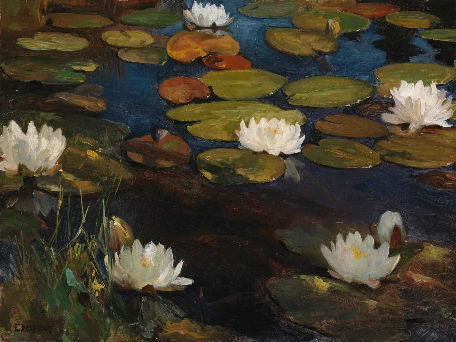 Albert Edelfelt Water Lilies Painting Wallpaper Mural. #6963