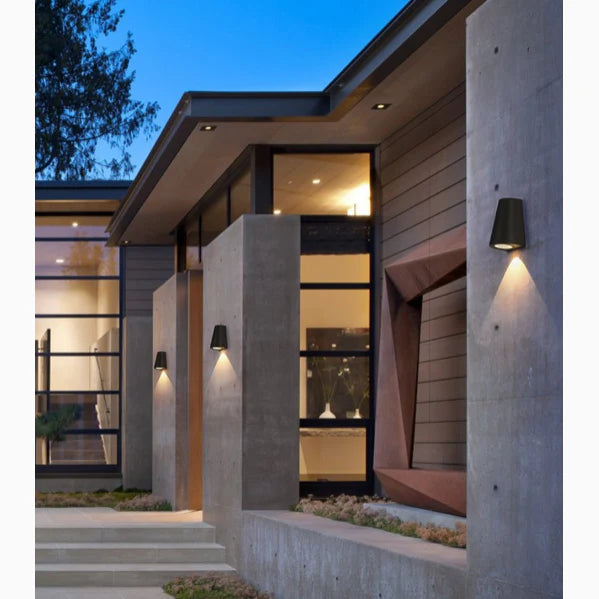 Lámparas de pared LED impermeables de aluminio para exteriores, de color negro y gris, para jardín y porche