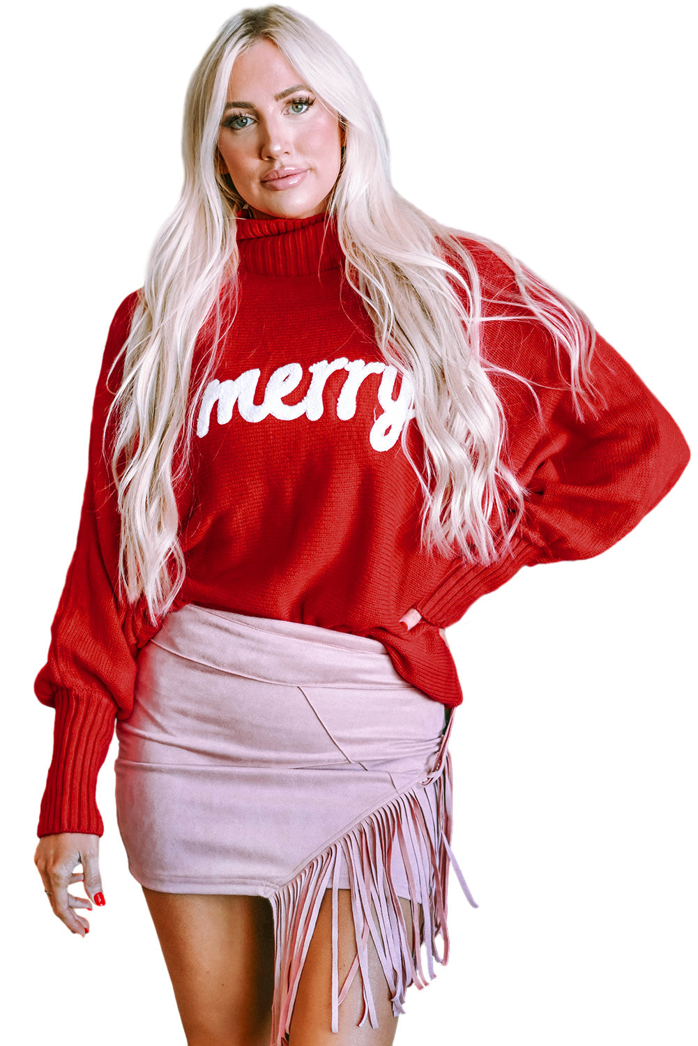 Red Merry Christmas Turtleneck Sweater