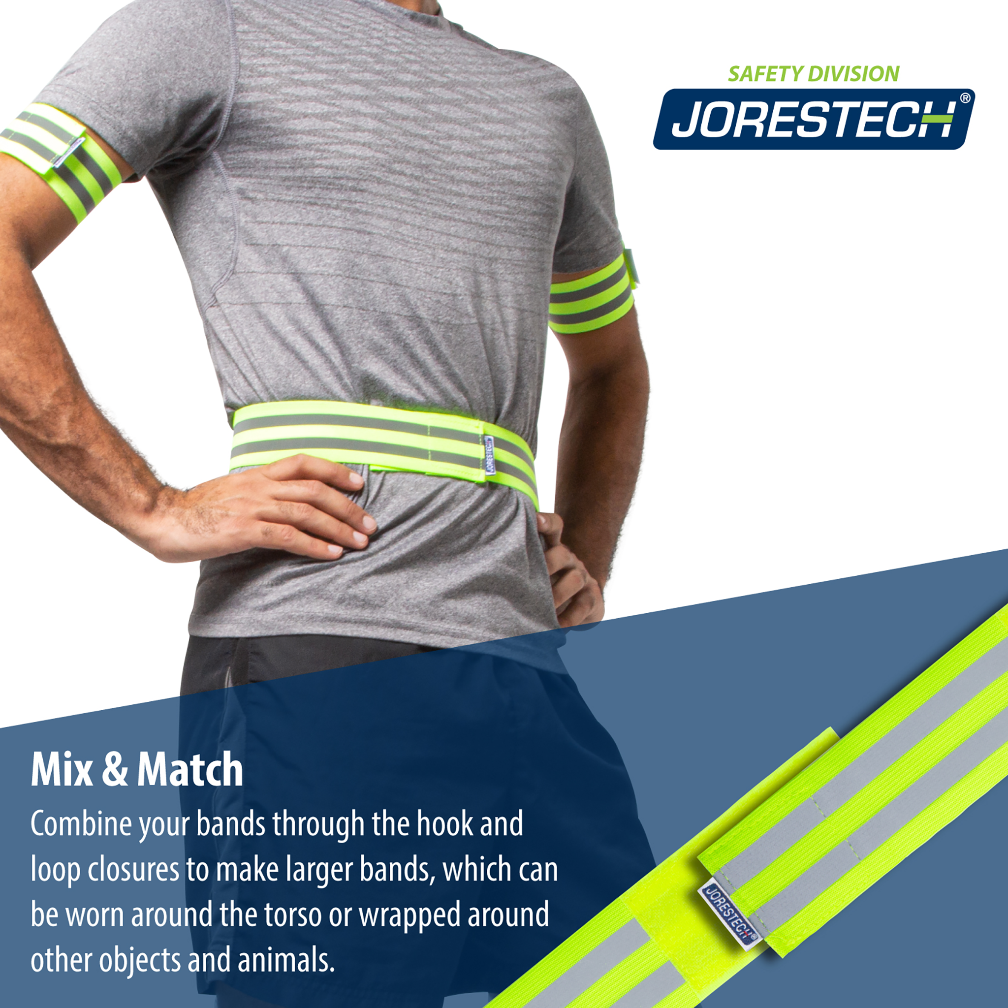 Hi-Vis Reflective Safety Bands with Mesh Storage Bag – Pack of 6