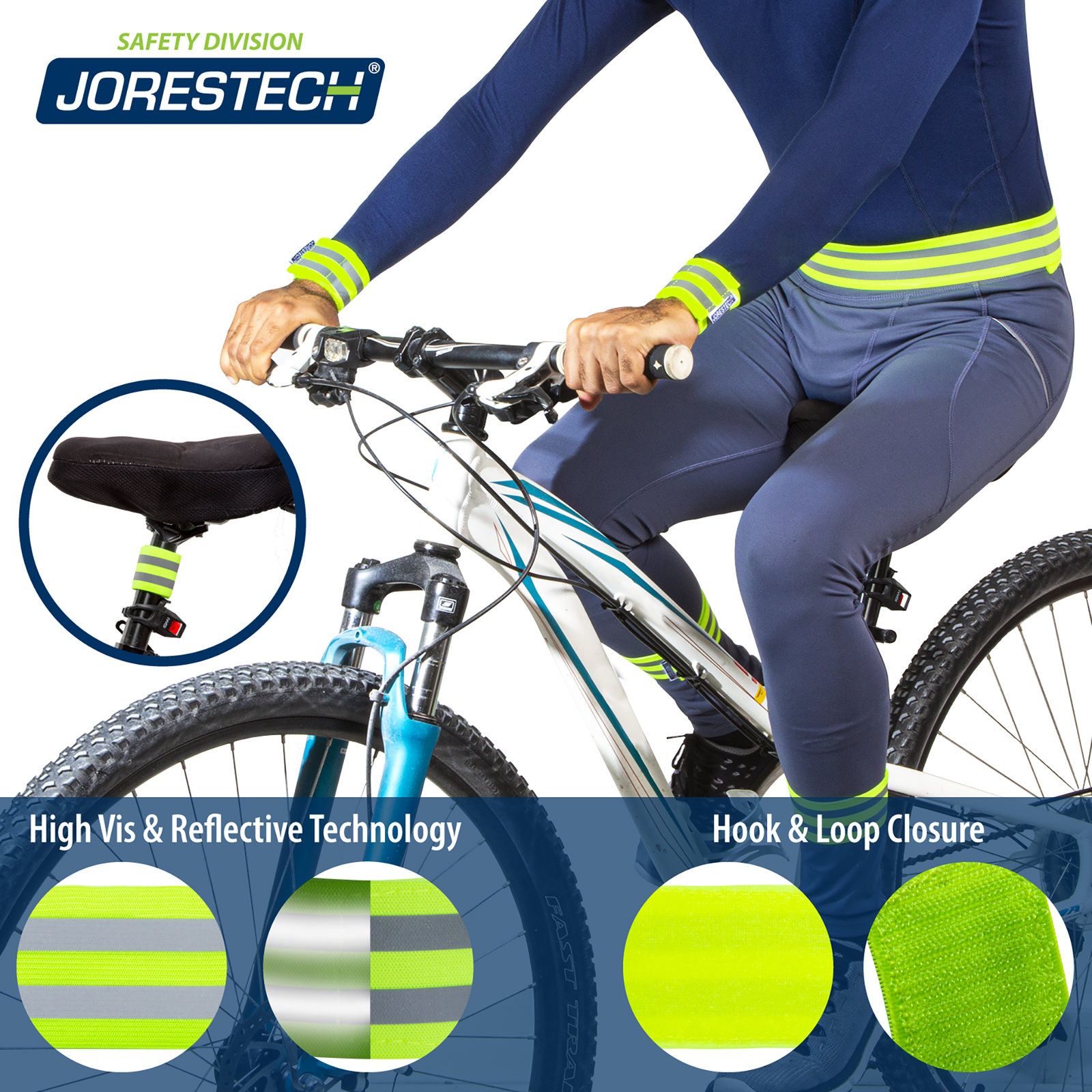 Hi-Vis Reflective Safety Bands with Mesh Storage Bag – Pack of 6