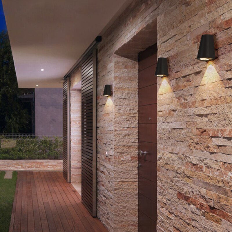 Lámparas de pared LED impermeables de aluminio para exteriores, de color negro y gris, para jardín y porche
