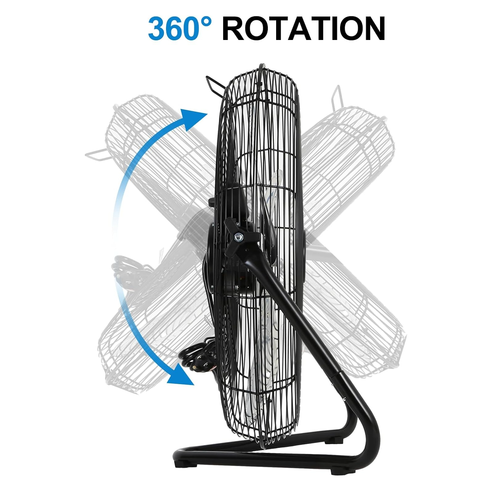 ACHAZEL 20" High Velocity Floor Fan, 3 Speed 5200 CFM Heavy Duty Metal Industrial Floor Fan with Wall-Mounting System, Ideal for Garage, Workshop, Greenhouse and Basement