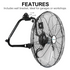 ACHAZEL 20" 3-Speed High Velocity Floor Fan, 4650 CFM, Heavy Duty Metal Industrial Shop Fan with Wall-Mount System, Ideal for Garage, Workshop & Commercial Use