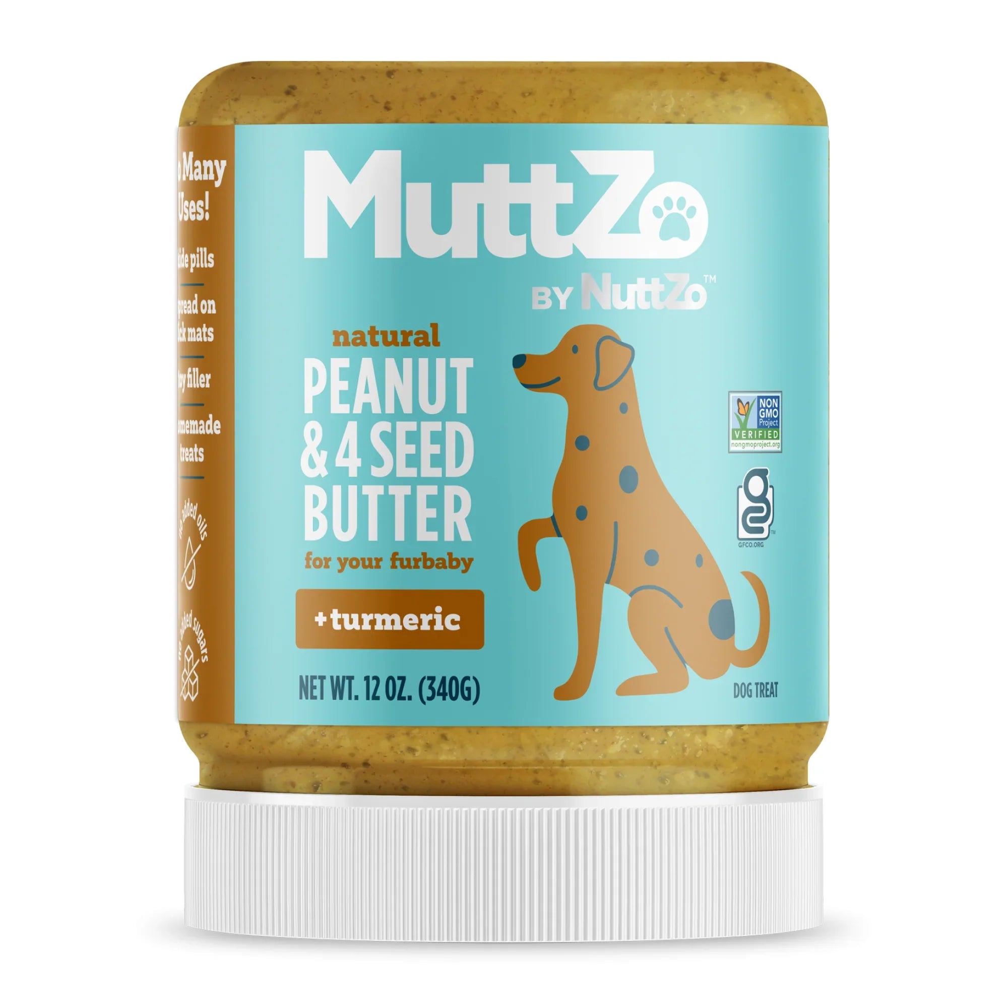 Galletas Nuttzo para perros con mantequilla de cacahuete y cúrcuma, 355 g (paquete de 6) - Galletas saludables para perros