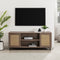 Mueble de TV de 58" con 2 puertas de madera y ratán