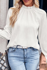 Versatile Pleated Mock Neck Top