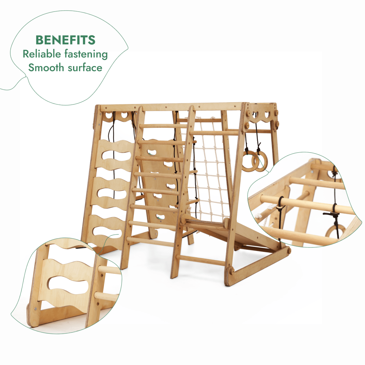6 in 1 Indoor Jungle Gym for Toddler: Playground + Swings Set + Slide Board + Rope + Stairs