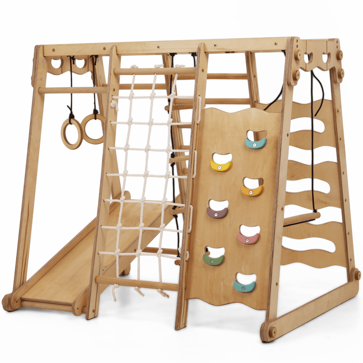 6 in 1 Indoor Jungle Gym for Toddler: Playground + Swings Set + Slide Board + Rope + Stairs