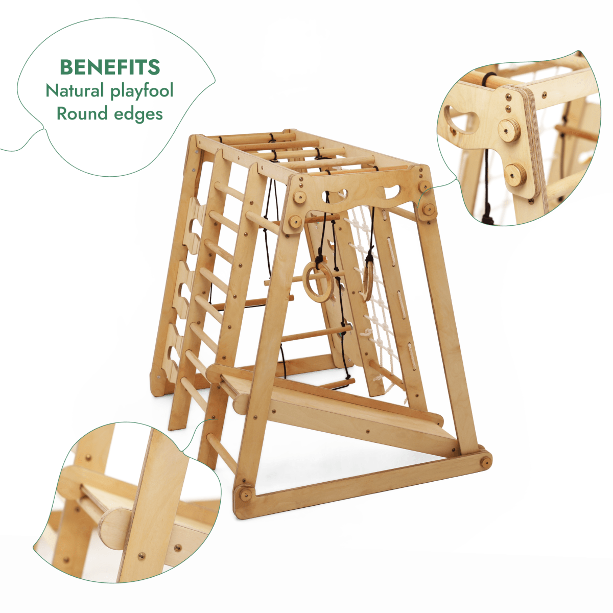 6 in 1 Indoor Jungle Gym for Toddler: Playground + Swings Set + Slide Board + Rope + Stairs