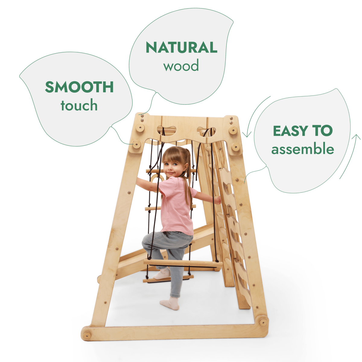 6 in 1 Indoor Jungle Gym for Toddler: Playground + Swings Set + Slide Board + Rope + Stairs