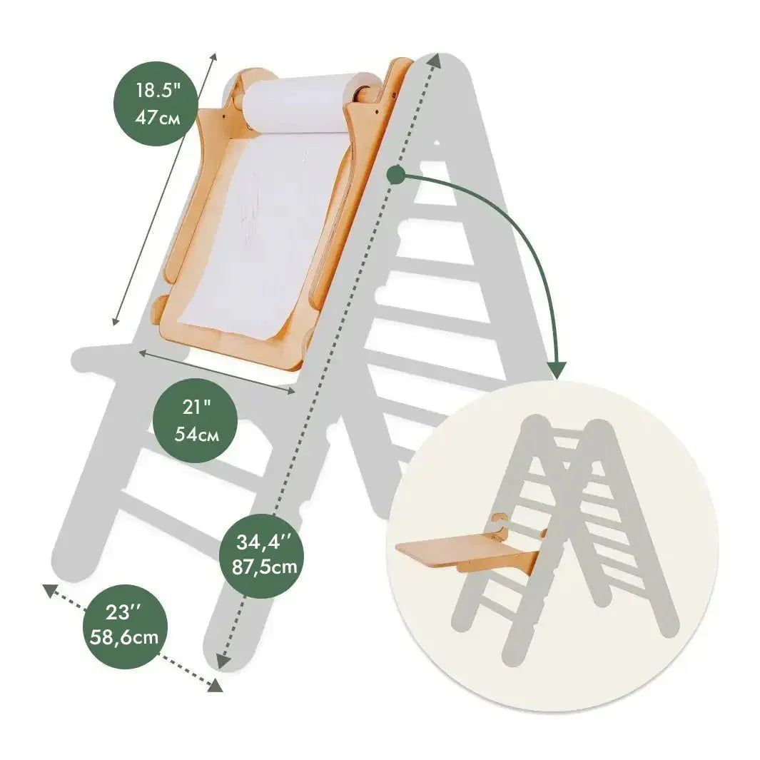 6 in 1 Montessori Climbing Set: Triangle Ladder + Arch/Rocker + Slide/Ramp + Net + Cushion + Art Addition