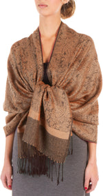 Sakkas 70" x 28" Paisley Self-Design Pashmina Shawl / Wrap / Stole