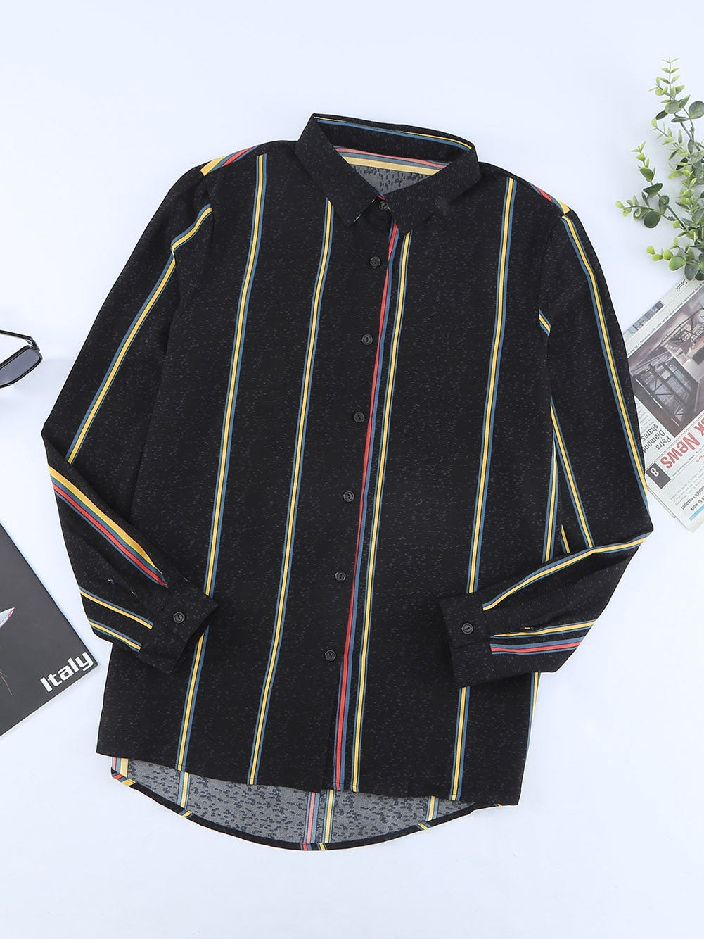 Versatile Striped Button-Up Shirt