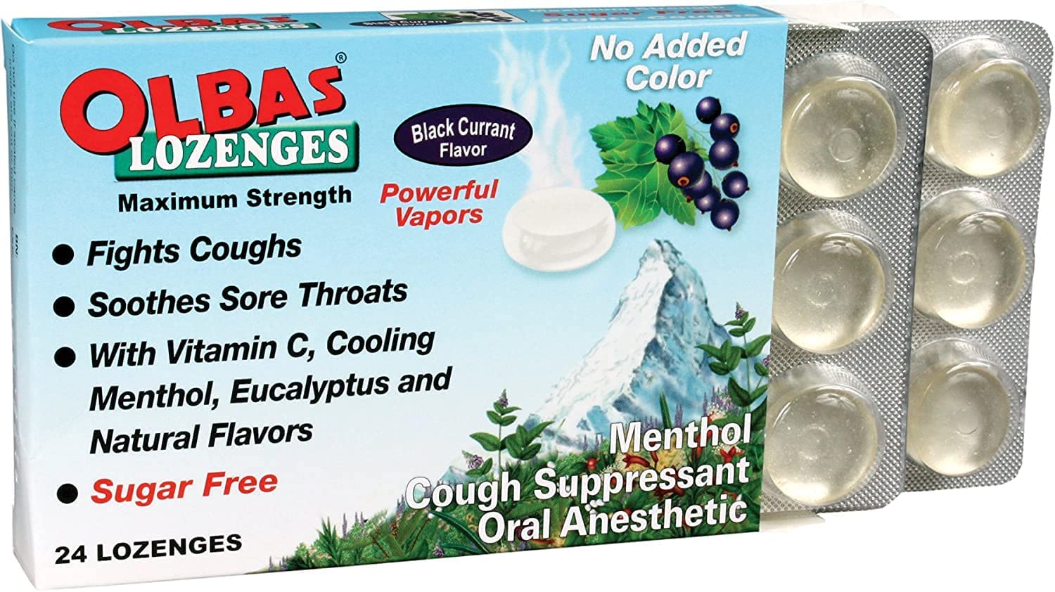 Pastillas Olbas de Grosella Negra sin Azúcar (Paquete de 12 - 24 Pastillas)
