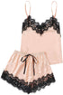 5-Piece Pajama Set: Soft Satin, Lace Details