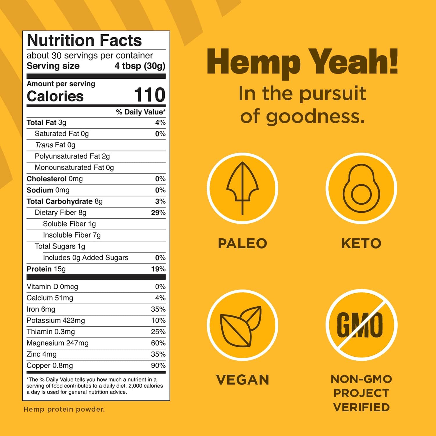 Manitoba Harvest Hemp Yeah! Proteína equilibrada y fibra en polvo - 16 oz.