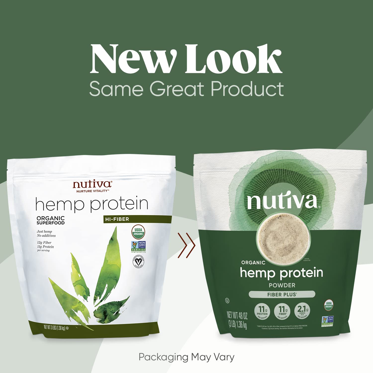 Proteína de cáñamo orgánica Nutiva con alto contenido de fibra, 3 libras
