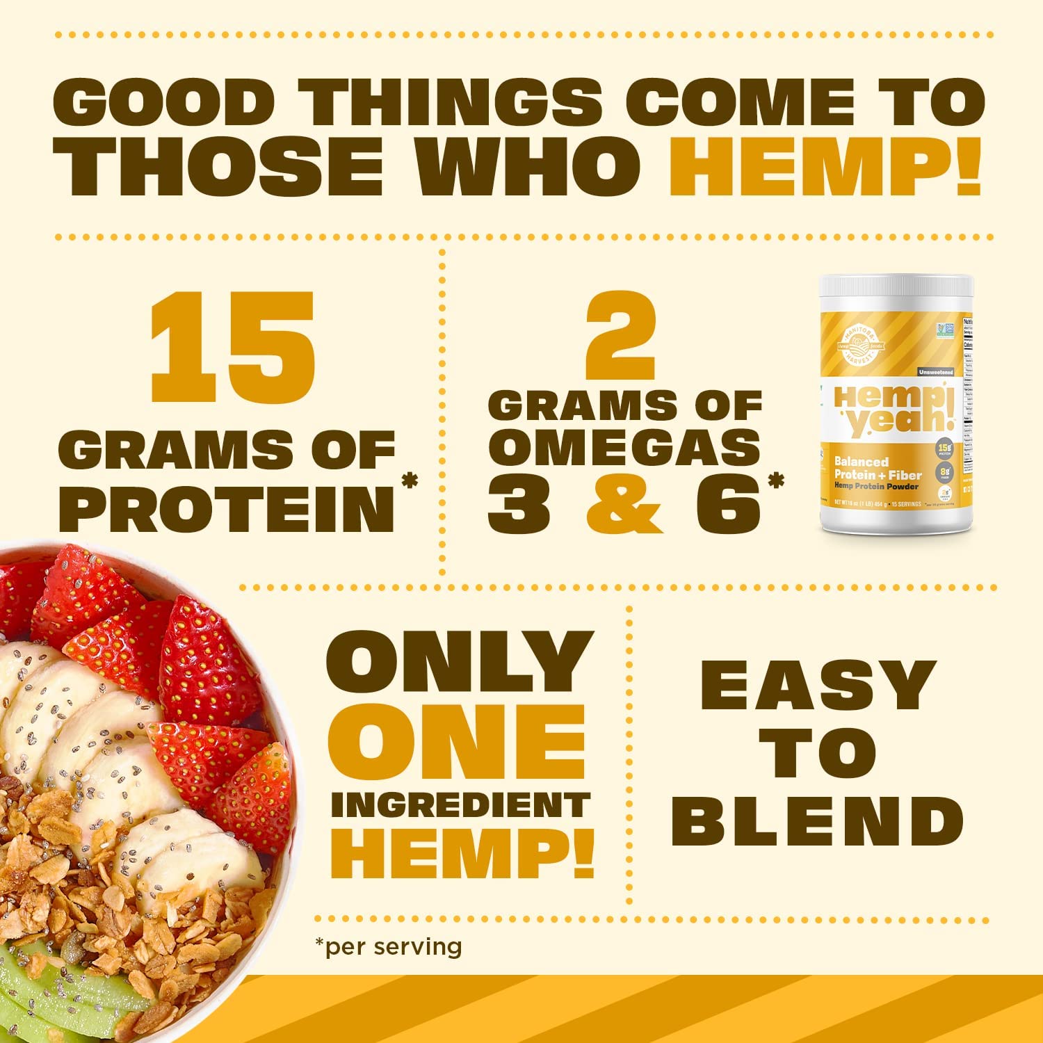 Manitoba Harvest Hemp Yeah! Proteína equilibrada y fibra en polvo - 16 oz.