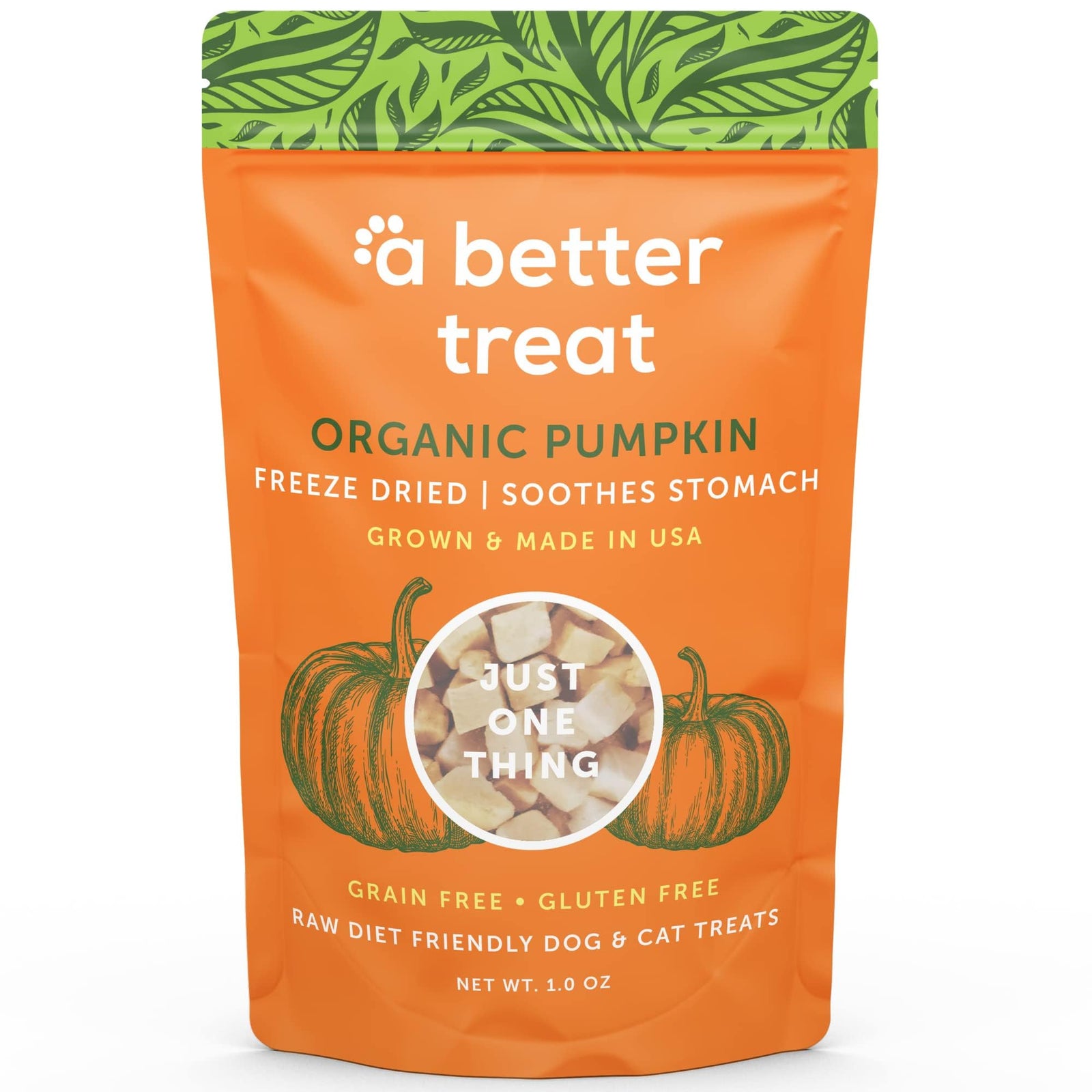 A Better Treat - Calabaza liofilizada orgánica, 1 oz (paquete de 6) - Golosinas sin gluten para perros