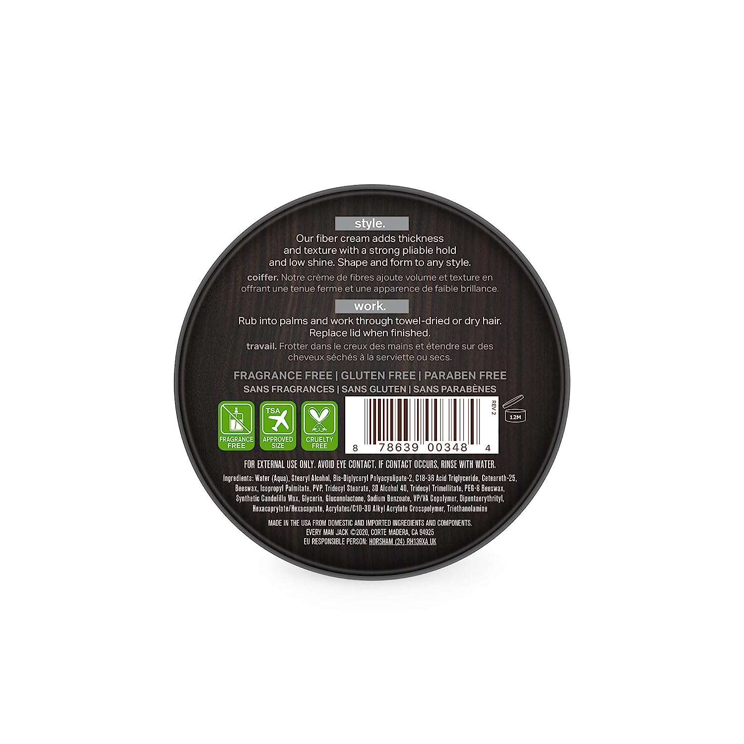 Crema para fibra capilar Every Man Jack: Fijación, volumen y textura sin fragancia