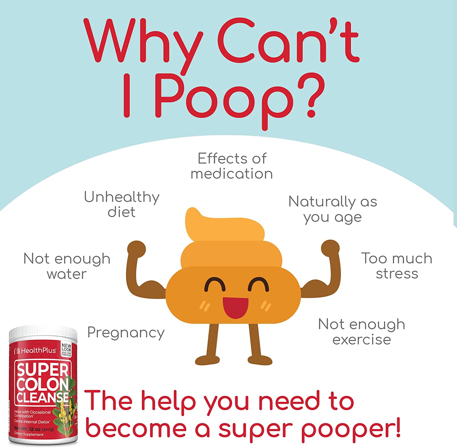 Polvo limpiador de colon Health Plus Super (12 oz)