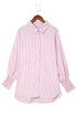 Women's Striped V-Neck Denim Shirt