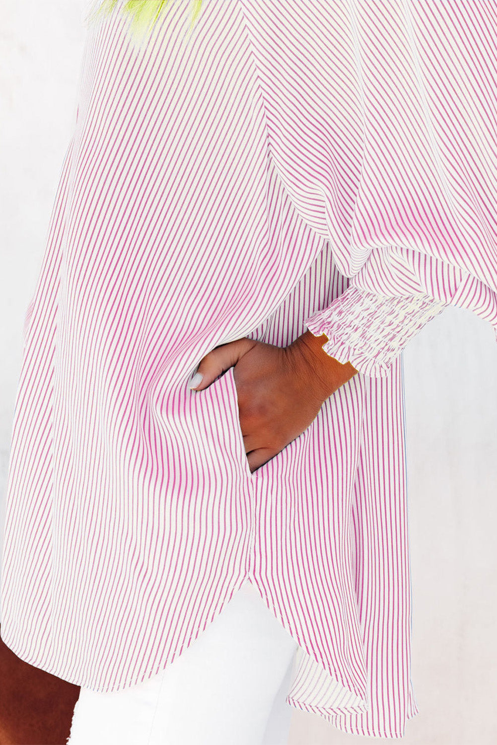 Women's Striped V-Neck Denim Shirt