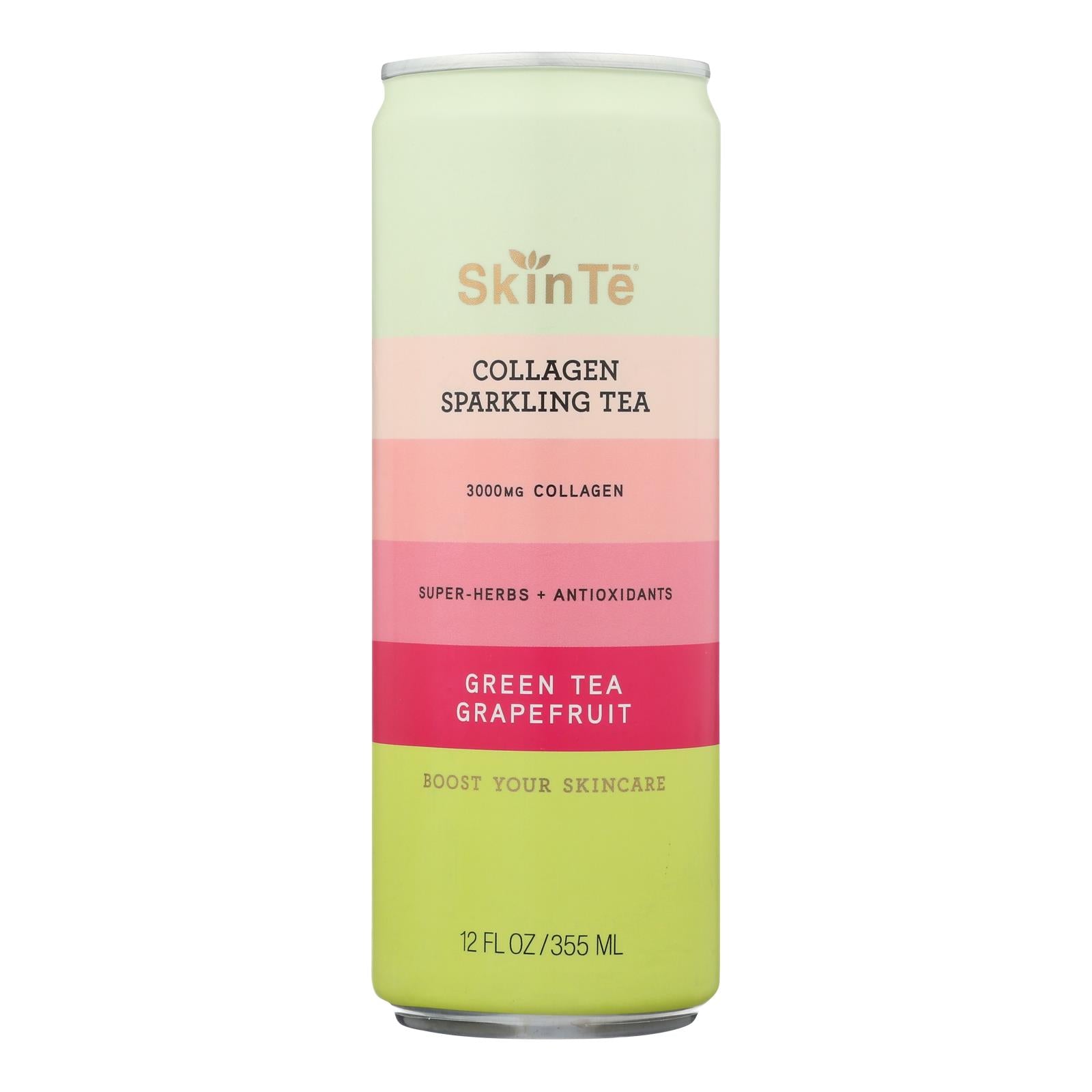 Sparkling Collagen Tea Green Tea Grapefruit by Skin Te, 12 Fz
