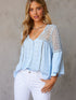 Crochet Insert Button-Down Blouse