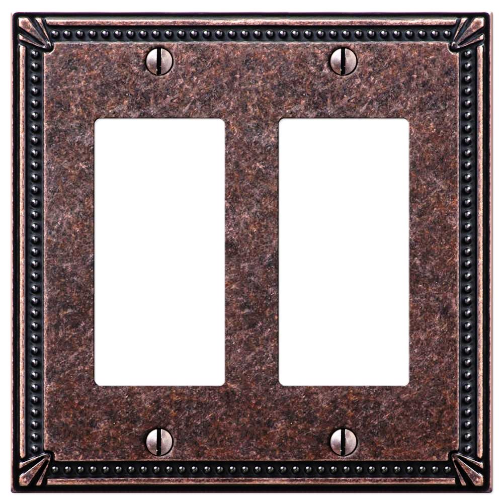 Imperial Bead Tumbled Aged Bronze Cast - 2 Rocker Wallplate