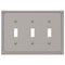Imperial Bead Brushed Nickel Cast - 3 Toggle Wallplate