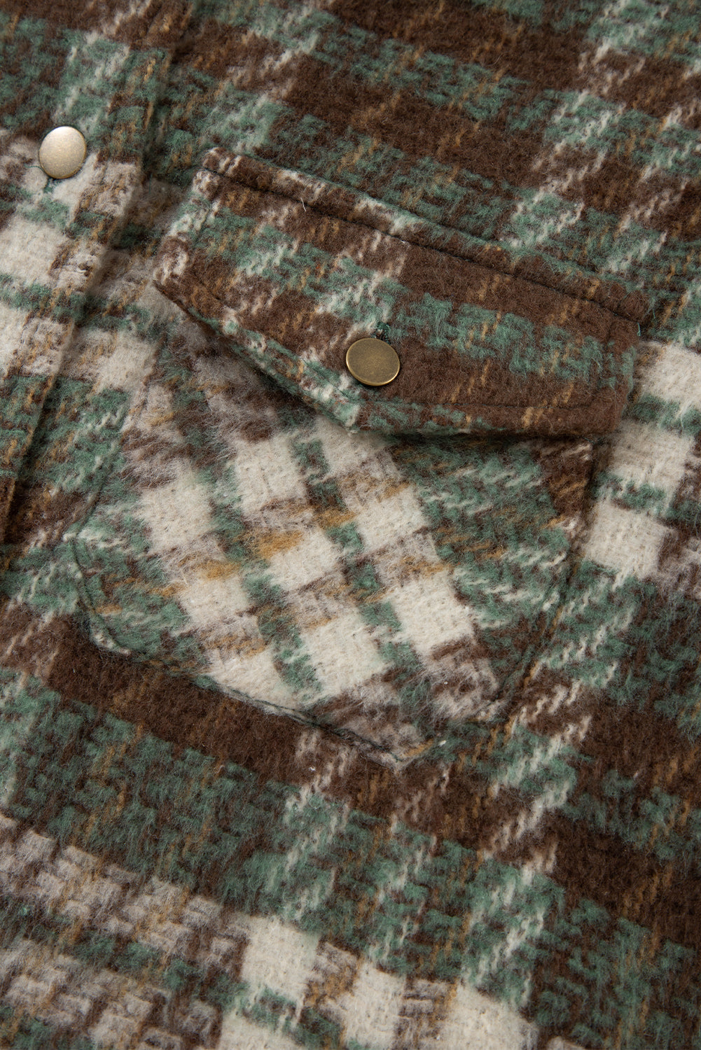 Plus Size Green Plaid Shacket Jacket