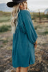 3/4 Sleeve Button-Front Mini Dress