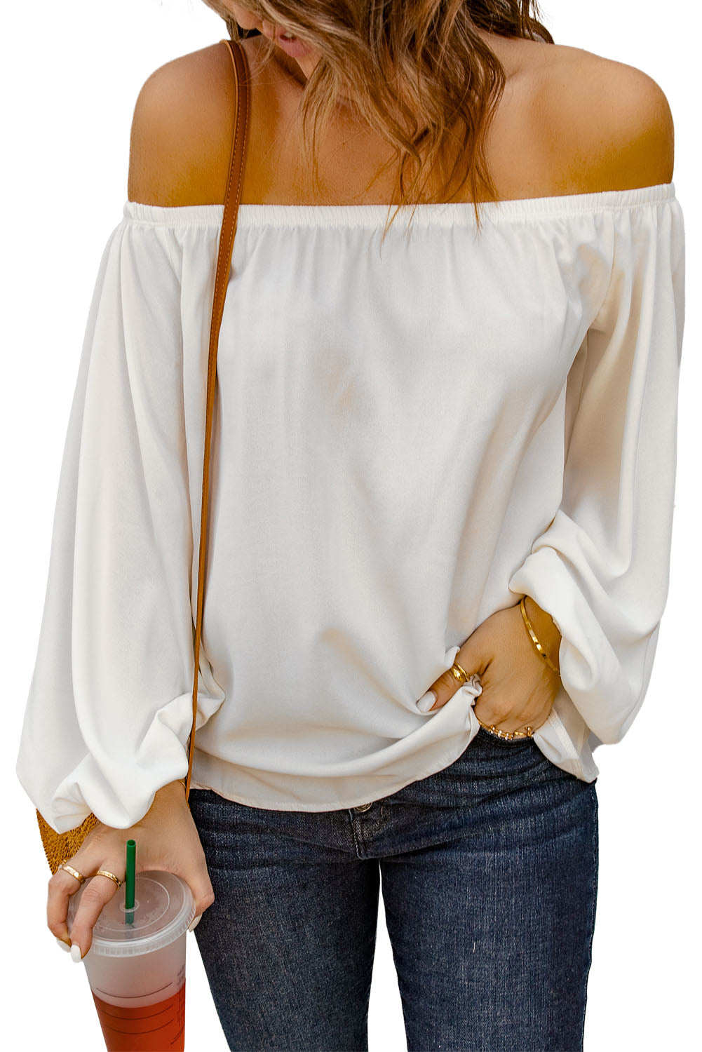 All-Occasion White Off-Shoulder Top